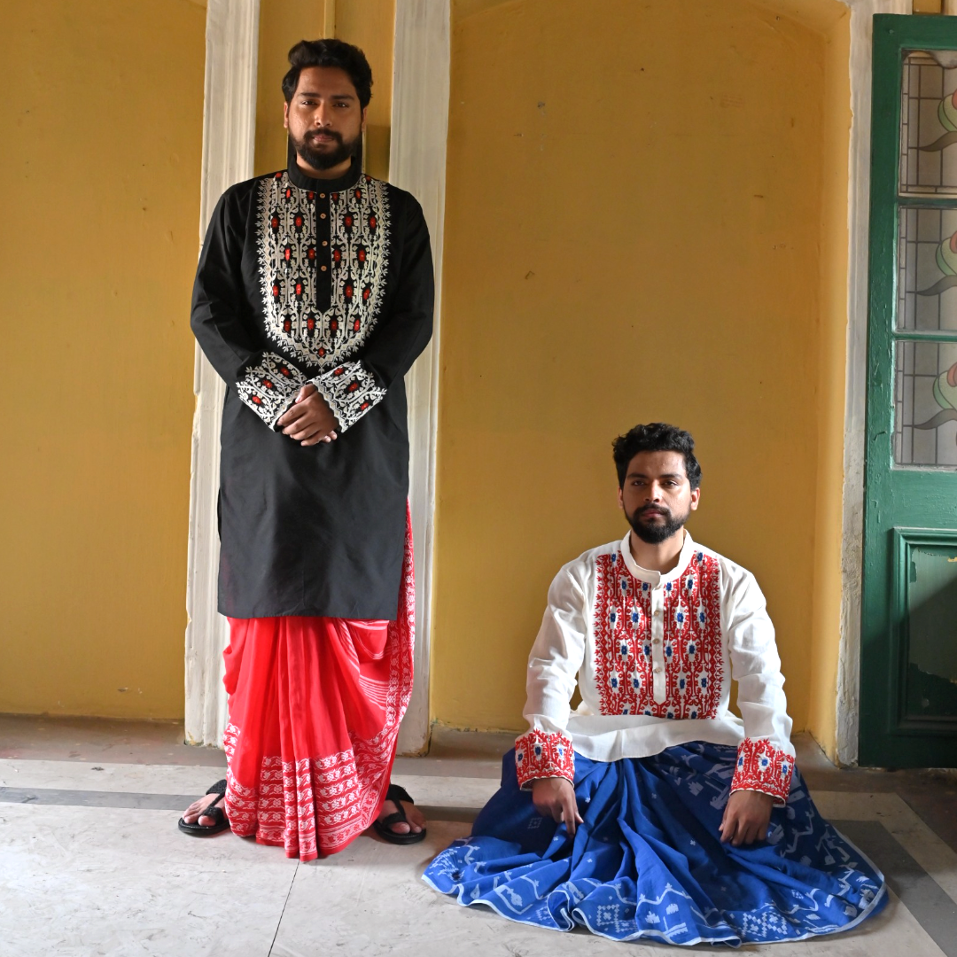 Black Daalim Phool Kurta