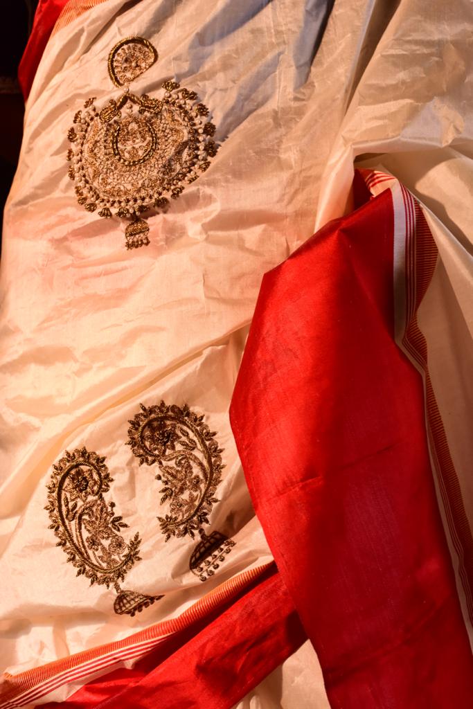 WIDE RED PAAR ALL JEWELLERY GOROD (SAREE)