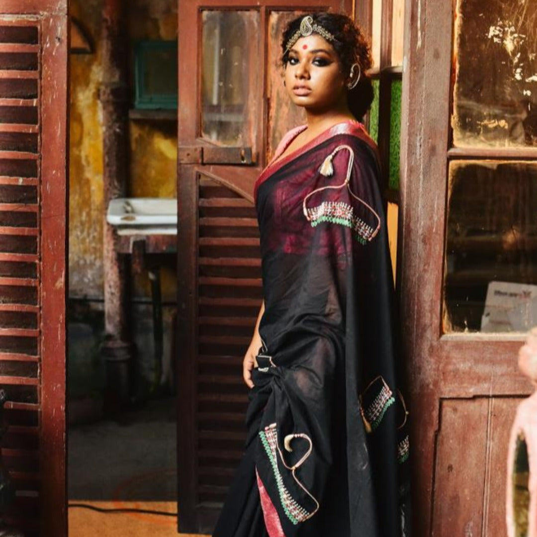 BLACK MANGALGIRI RUBI EMERALD NECKLACE (SAREE)