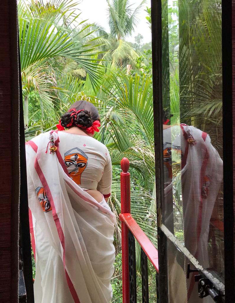 HANDWOVEN JAMDANI DURGA FACE (SAREE)