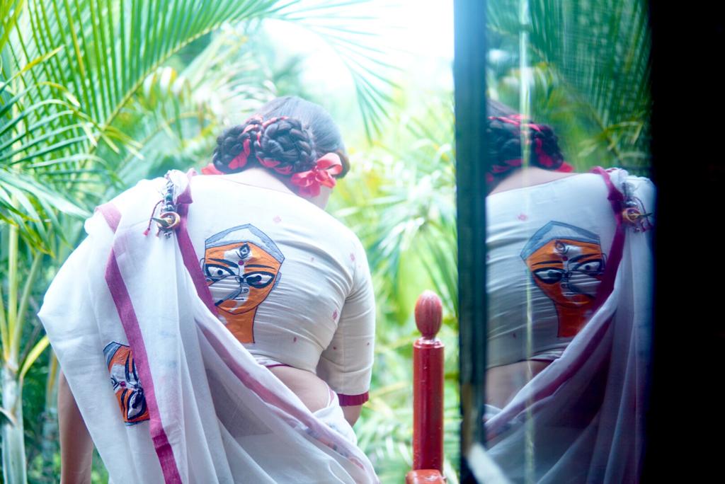 HANDWOVEN JAMDANI DURGA FACE (SAREE)