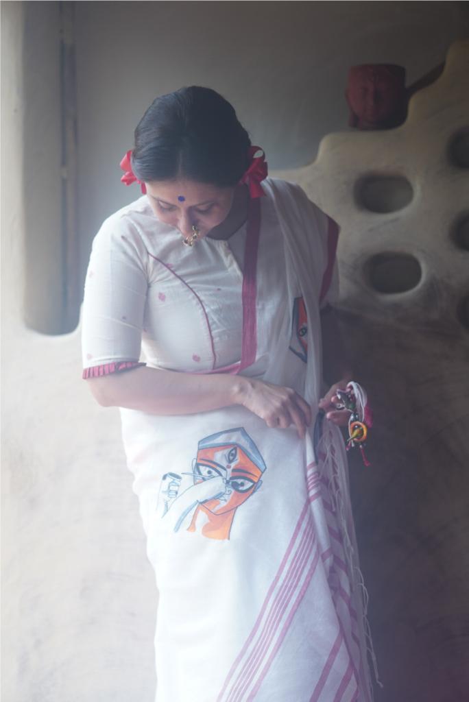 HANDWOVEN JAMDANI DURGA FACE (SAREE)