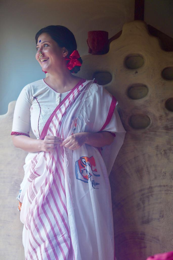 HANDWOVEN JAMDANI DURGA FACE (SAREE)