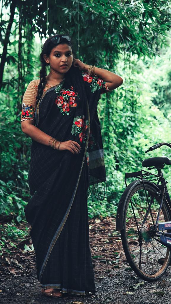 BLACK KRISHNACHURA SAREE