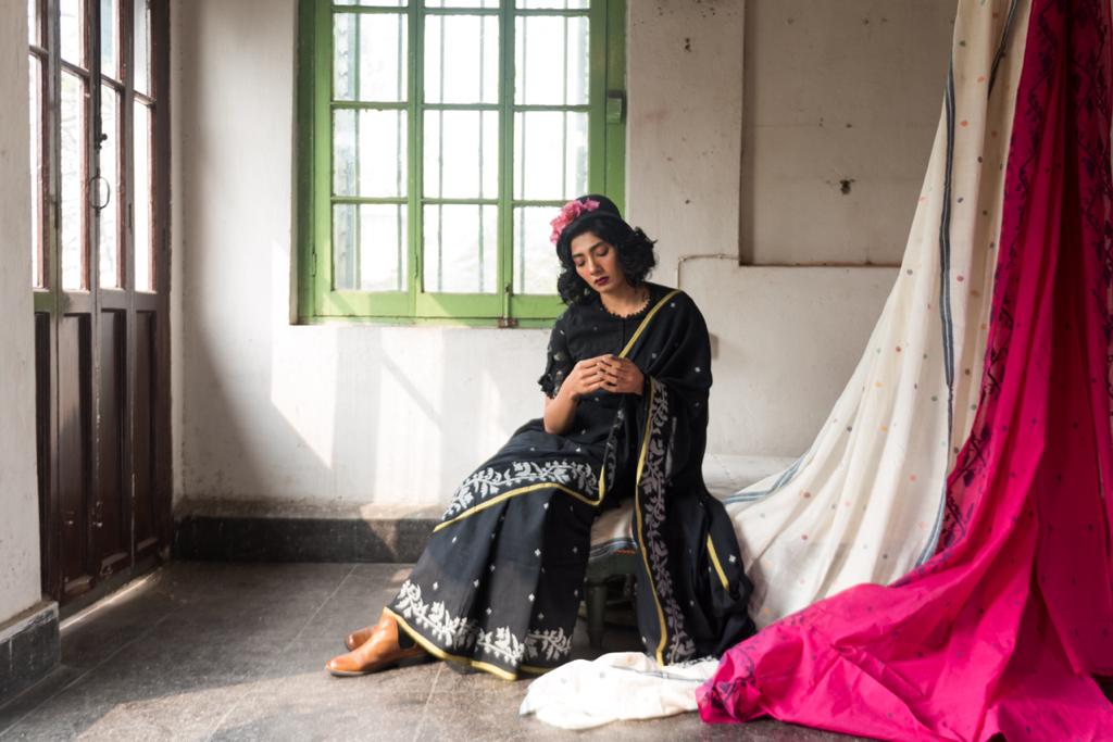 BLACK ANGURLATA JAMDANI SAREE