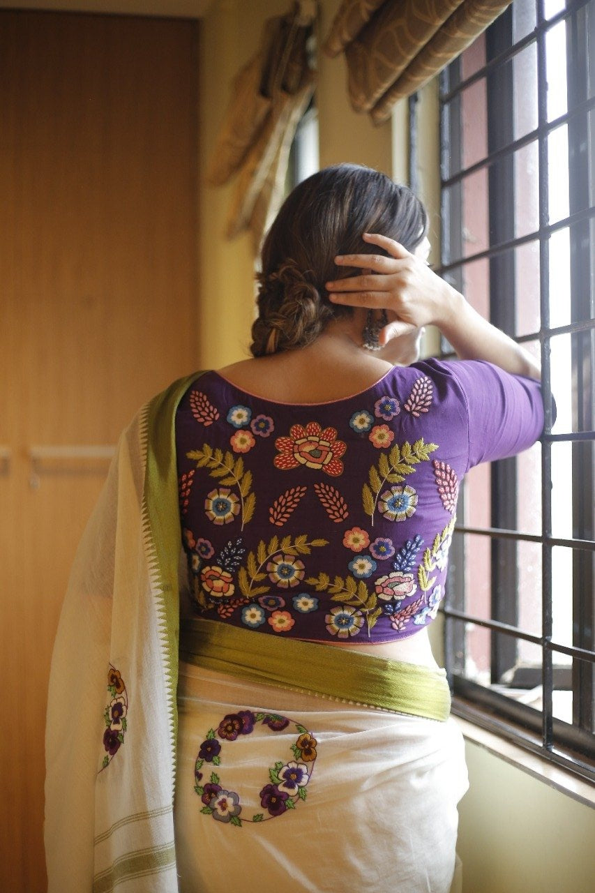 PURPLE FLOWER SAREE