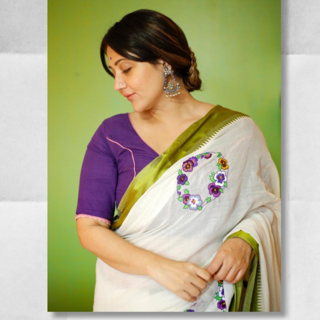 PURPLE FLOWER SAREE