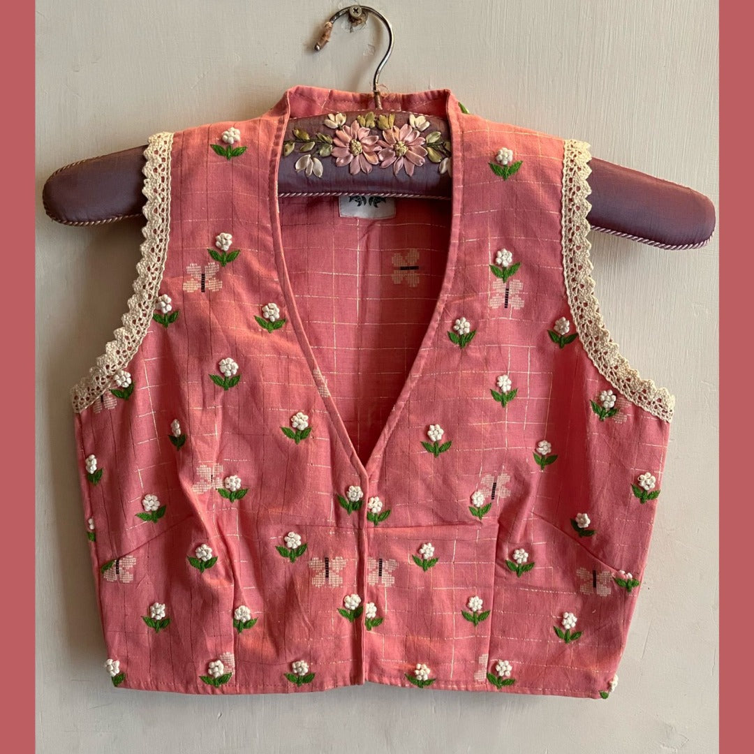 PEACH BUTTERFLY BEL PHOOL (SLEEVELESS)