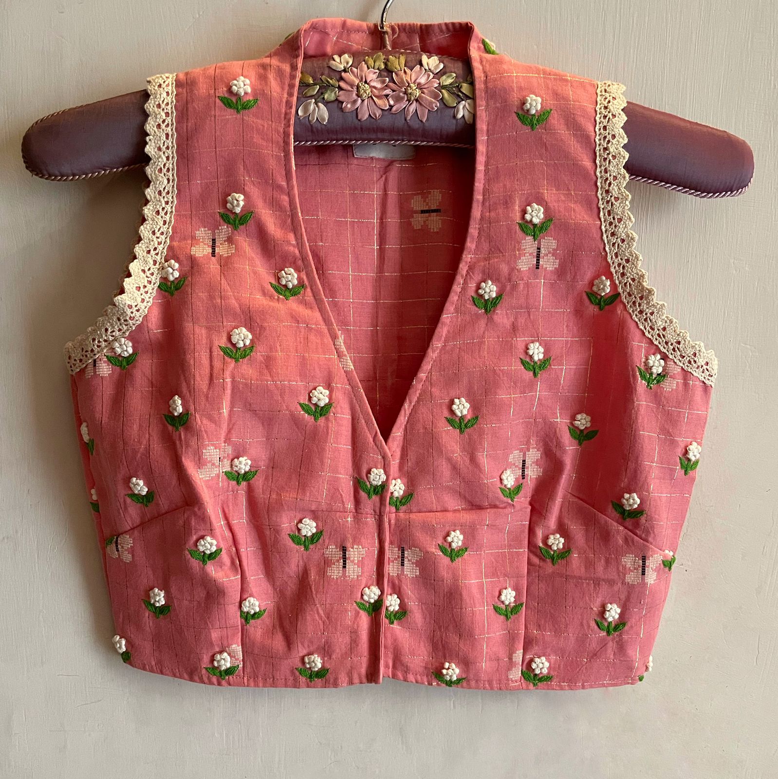 PEACH BUTTERFLY BEL PHOOL (SLEEVELESS)
