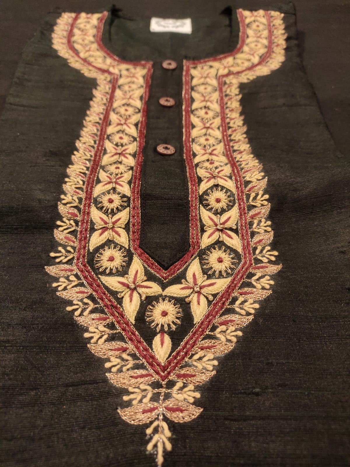 Black Zardousi Kurta