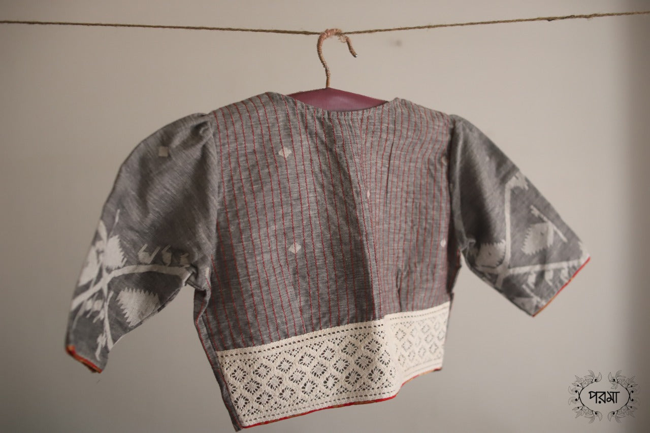 GREY JAMDANI BROCADE COLLAR