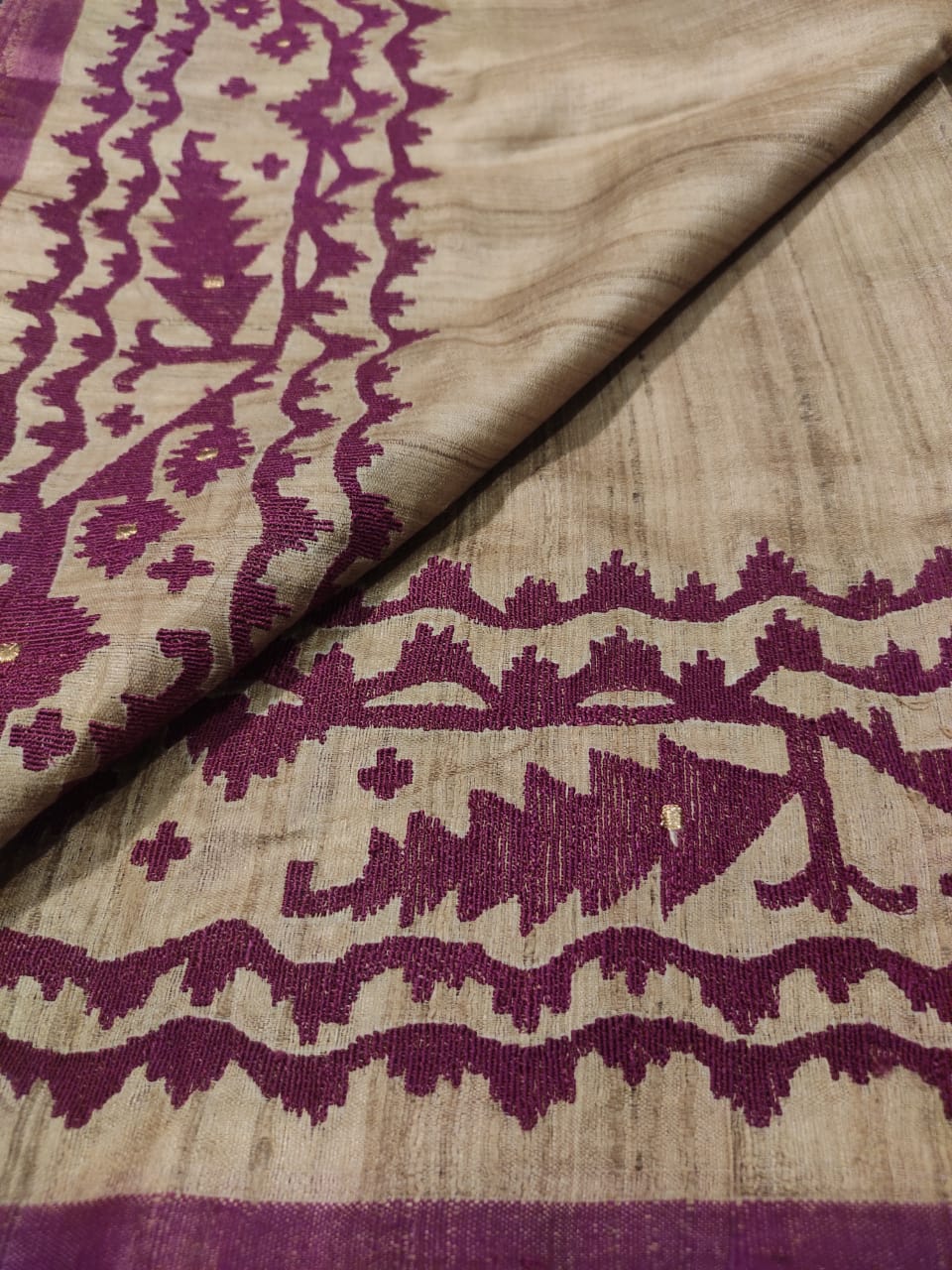 Purple Paar Tussur Dhuti