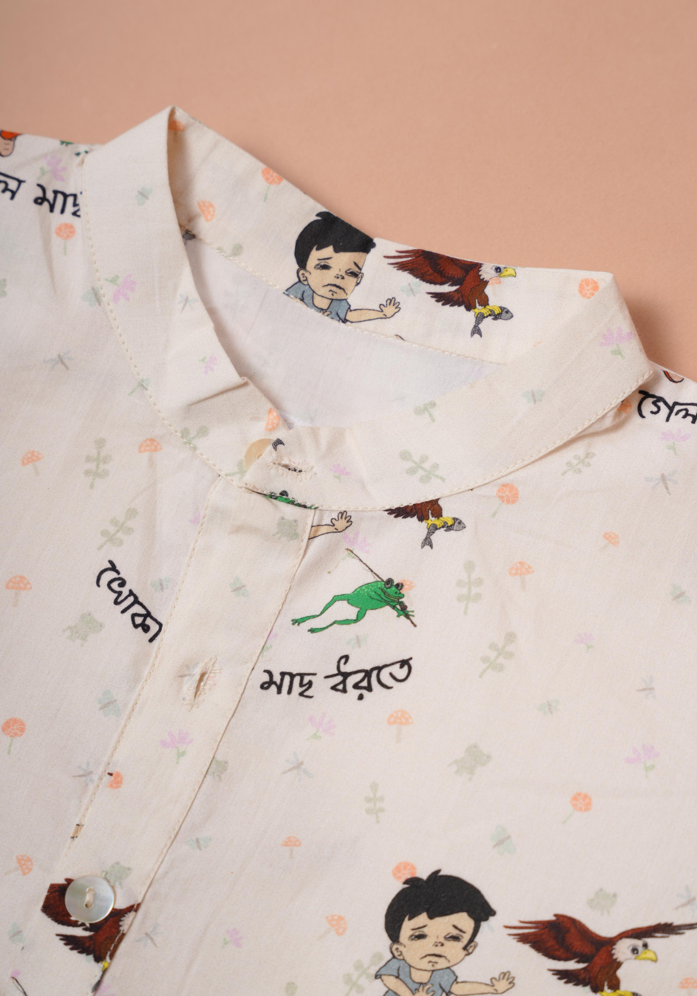 KHOKABABU PRINT WHITE KURTA