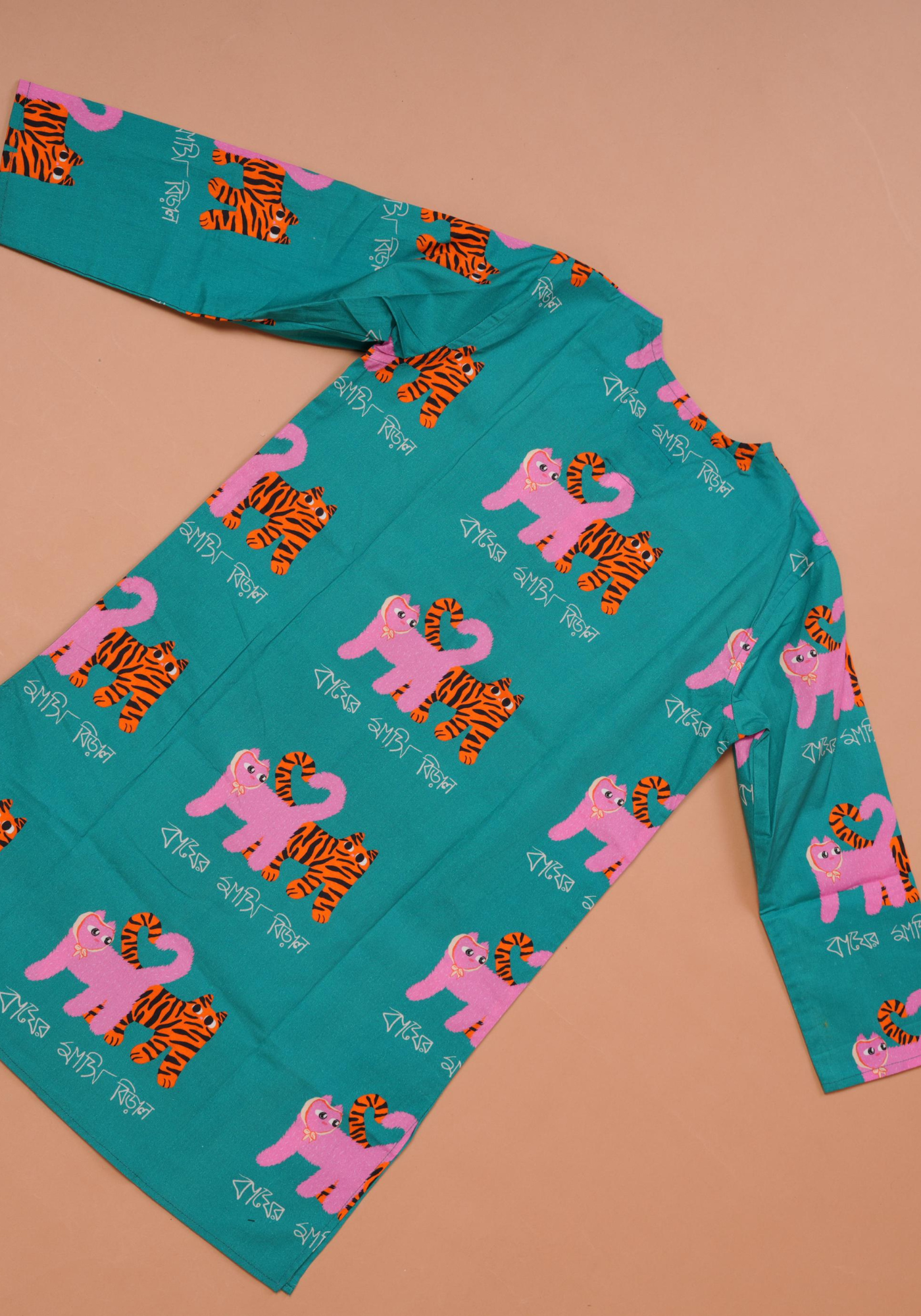 BAGHER MASHI TEAL KURTA