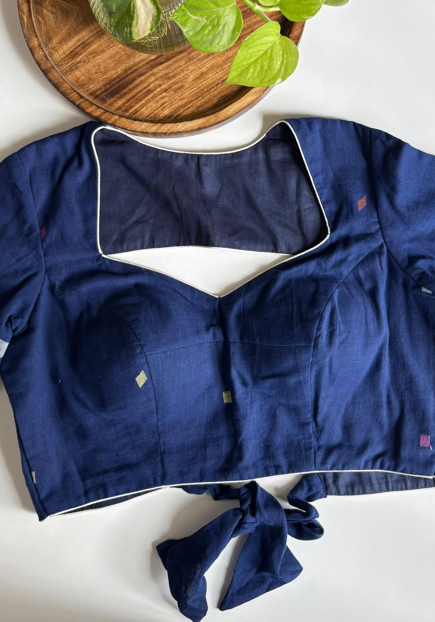 INDIGO JAMDANI PITHH KATA BLOUSE