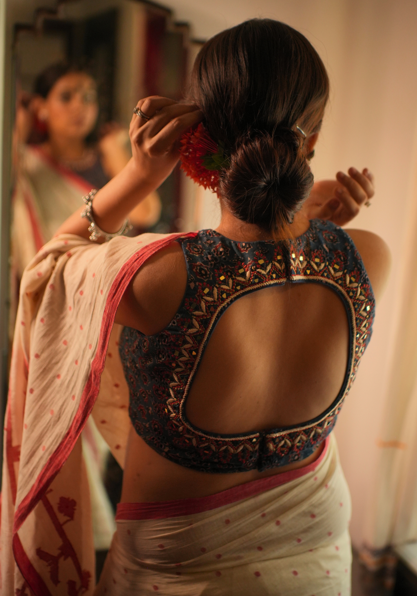 NEEL AJRAKH MIRROR BLOUSE