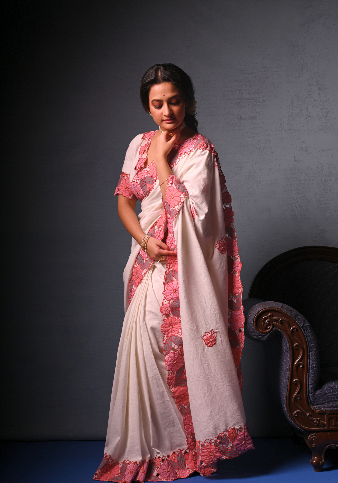 SHADA CUTWORK MADHABILATA SAREE