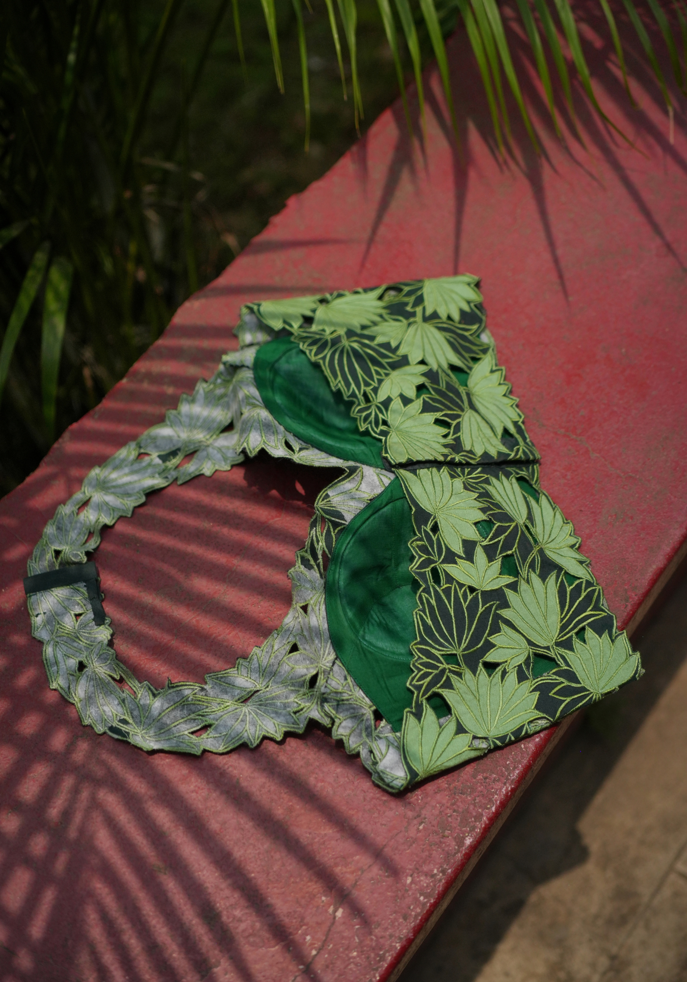 GREEN PADMA BON CUTWORK HALTER BLOUSE