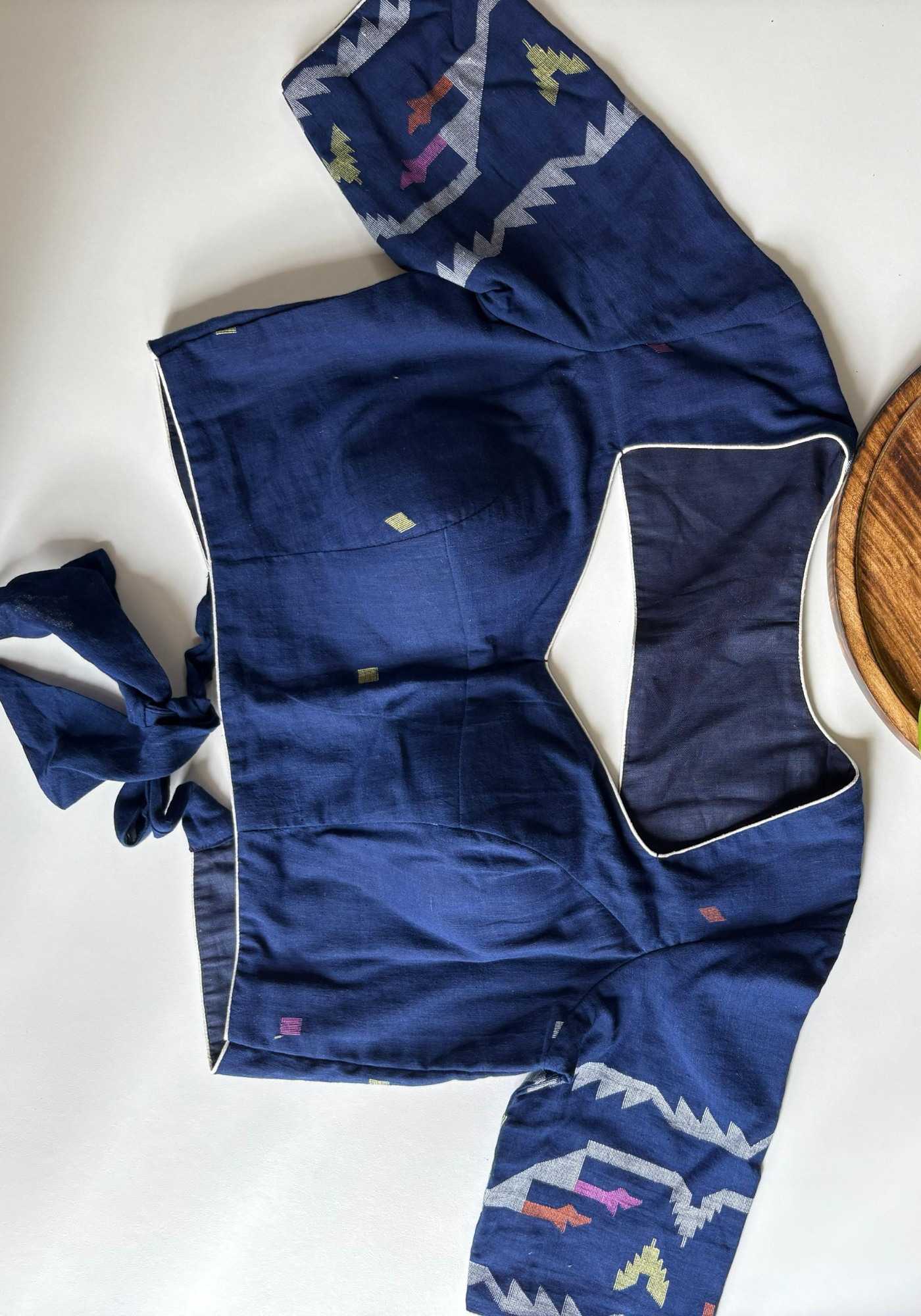 INDIGO JAMDANI PITHH KATA BLOUSE
