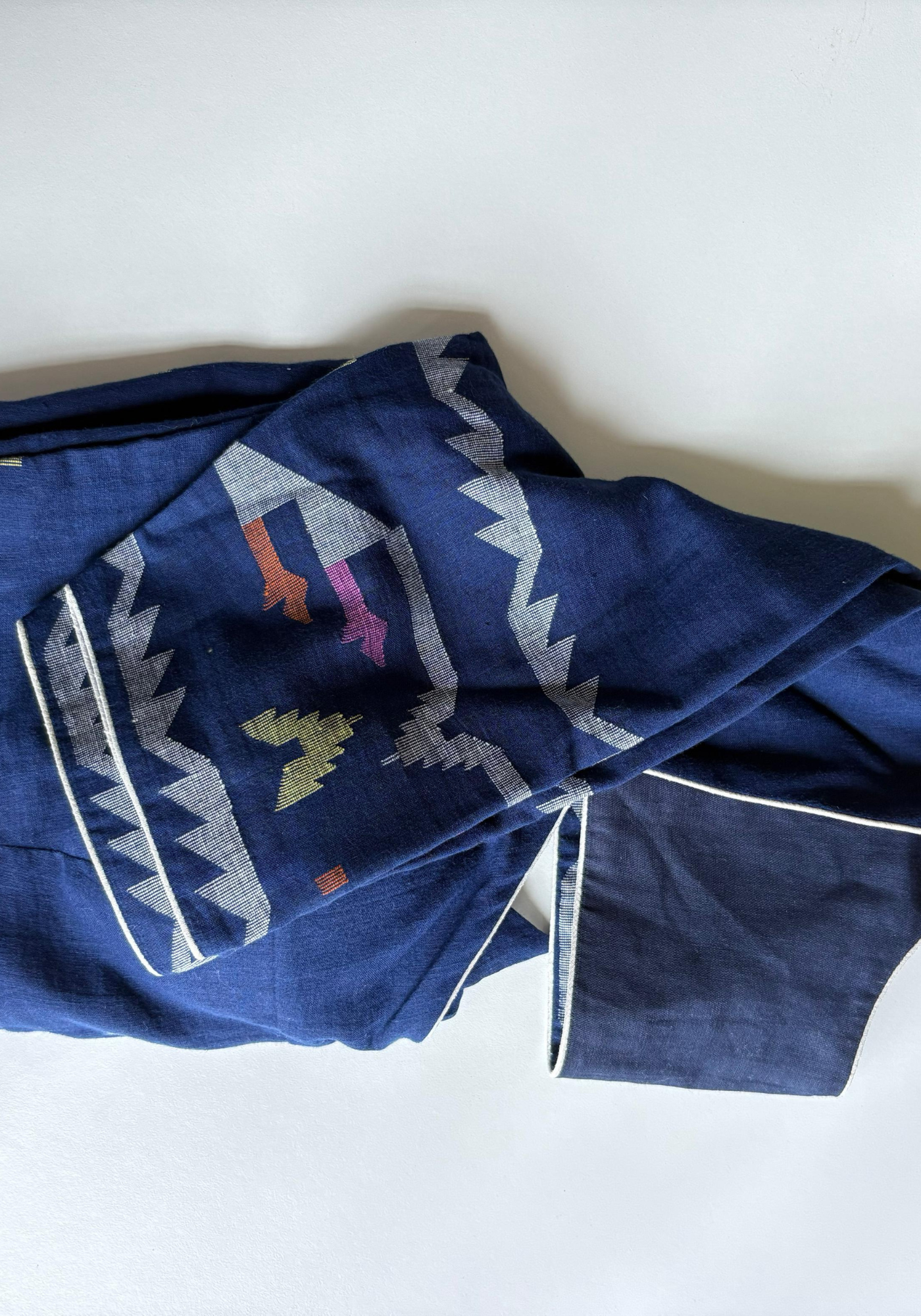 INDIGO JAMDANI PITHH KATA BLOUSE