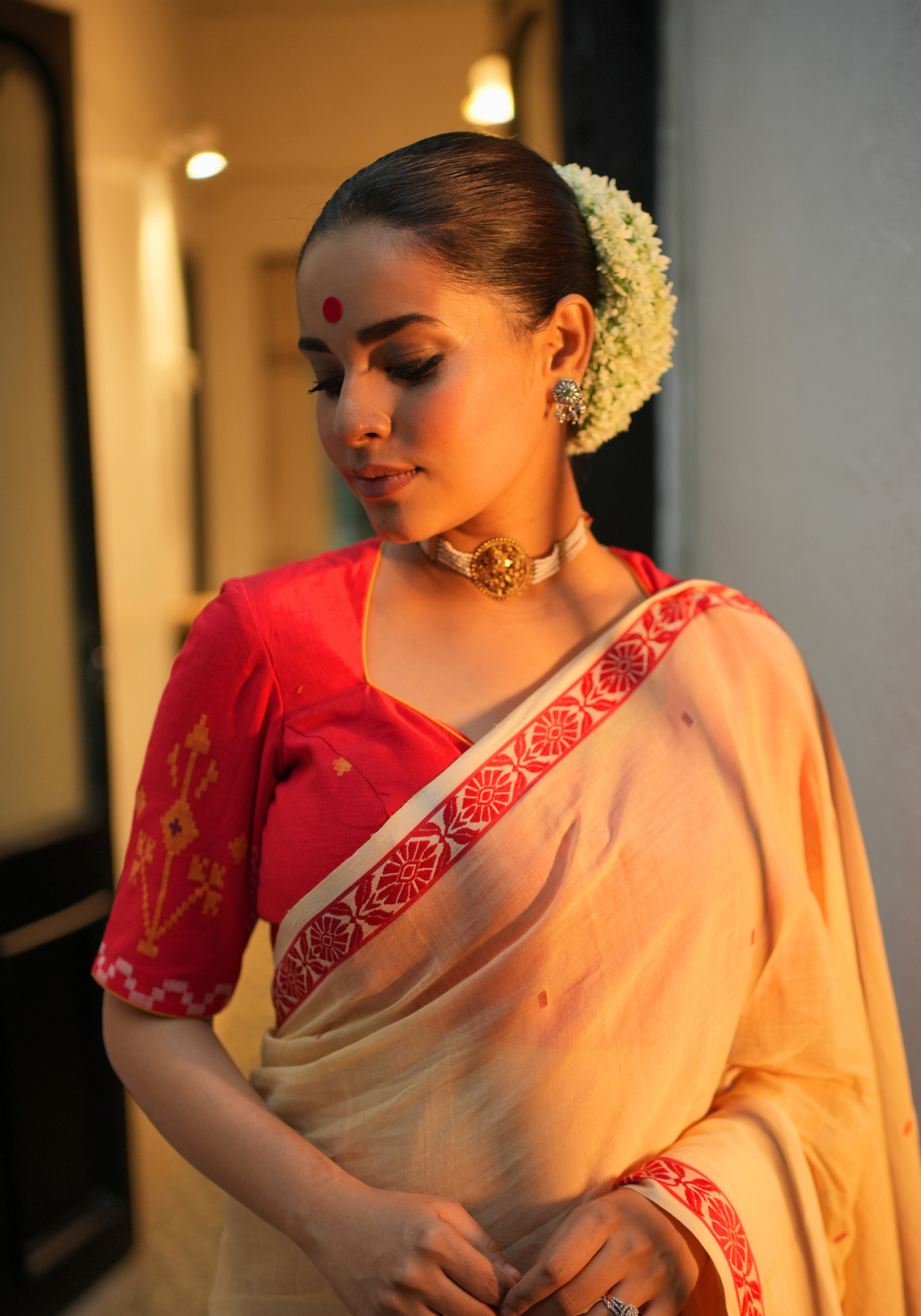 LAAL MOYUR PITH KATA BLOUSE