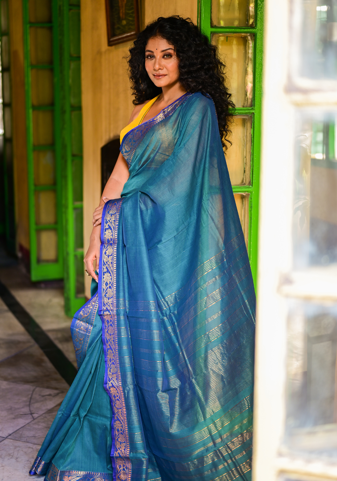 PEACOCK BLUE ANAROSH SAREE