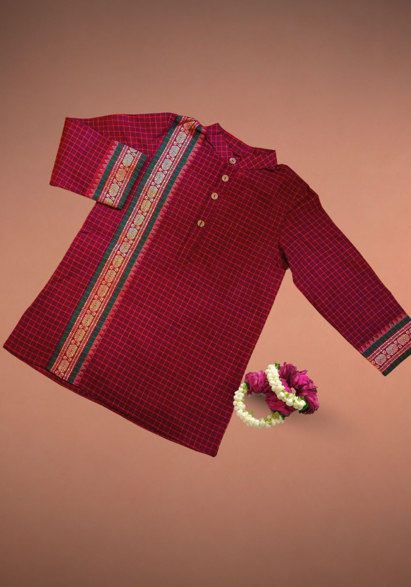 MAROON CHETTINAD COTTON KURTA
