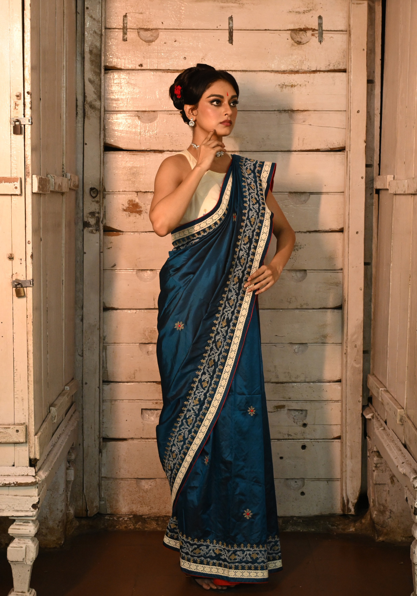 NEEL KORAT PHOOL SILK SAREE
