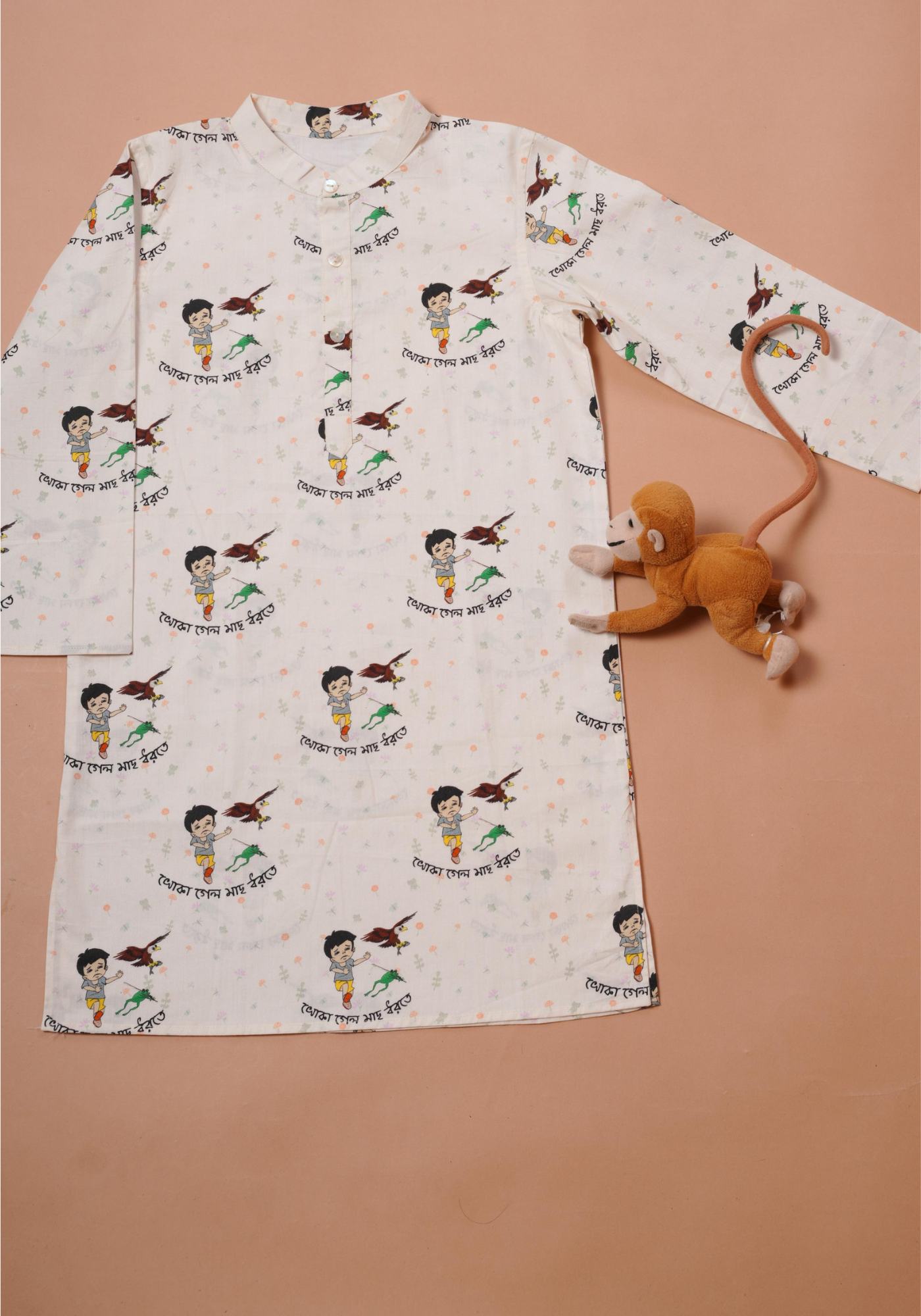 KHOKABABU PRINT WHITE KURTA