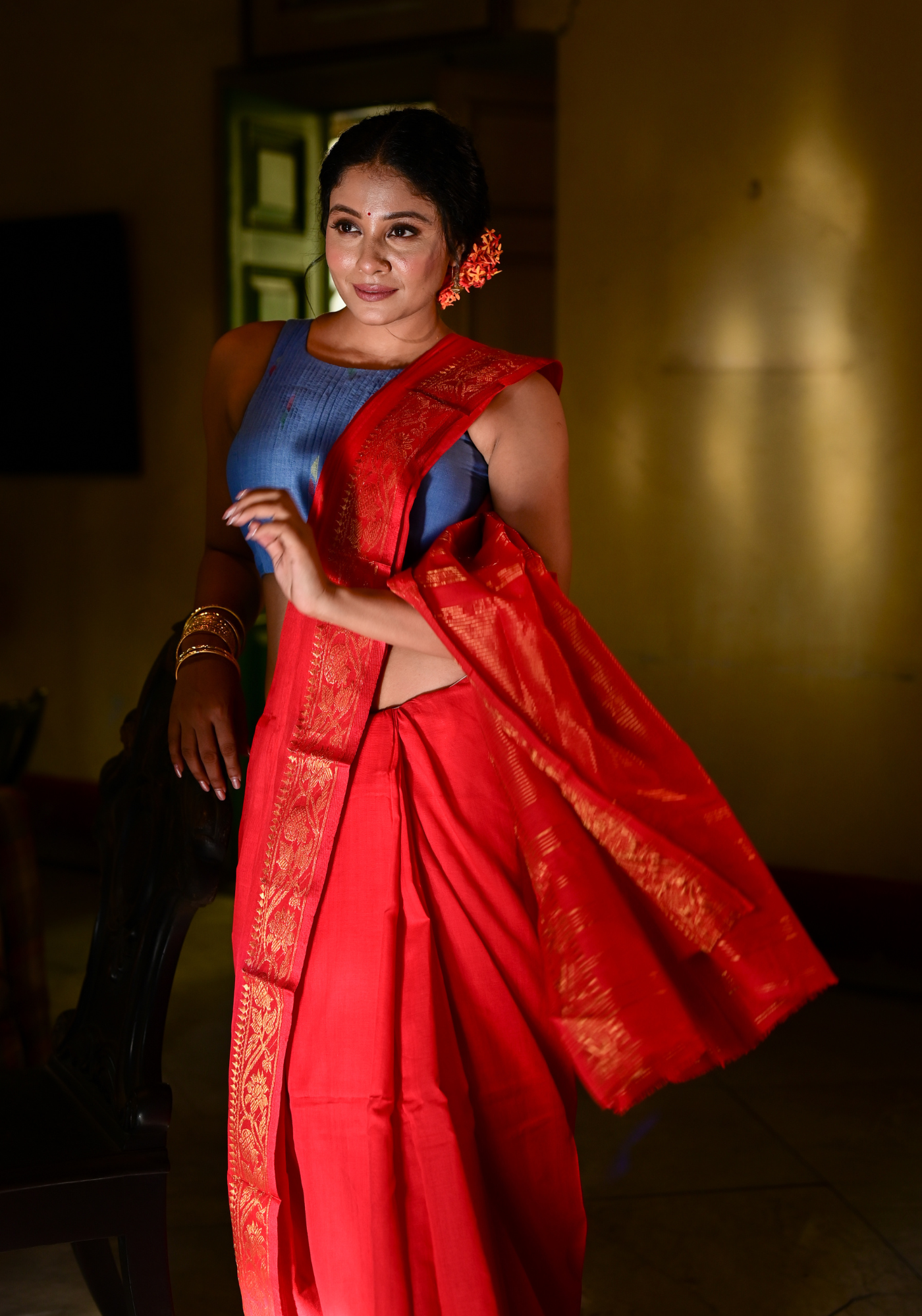 RED ANAROSH SAREE