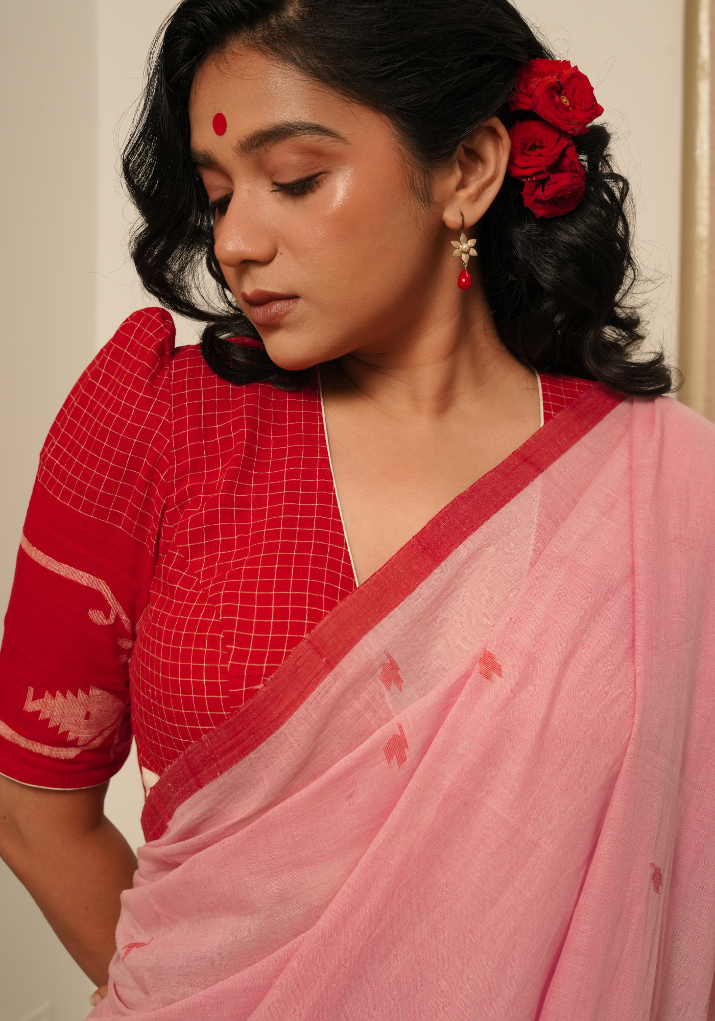 KUMKUM AALTA JAMDANI BLOUSE
