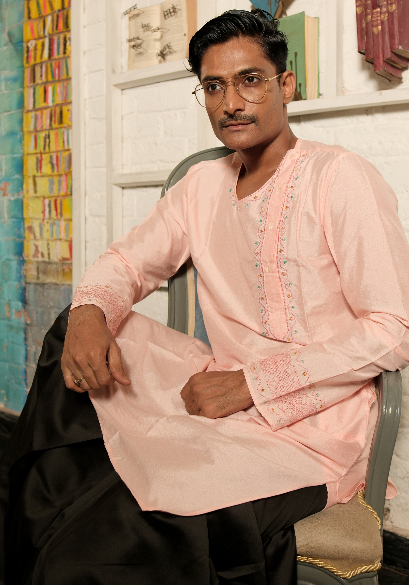 PEACH GOLAP CHATURANGA KURTA