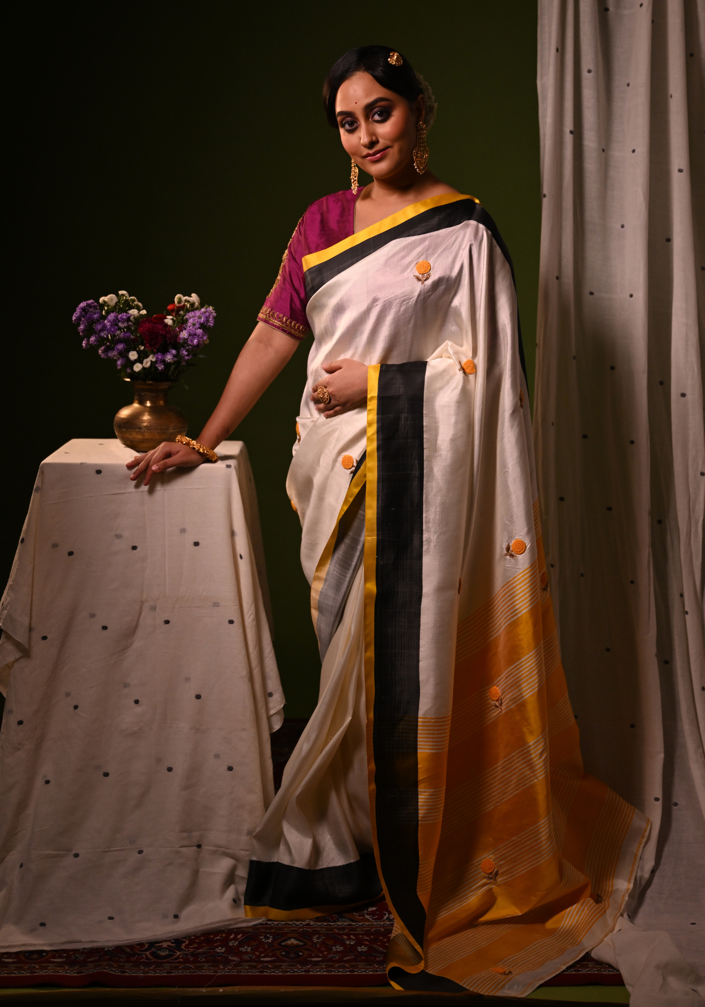 MARIGOLD EMBROIDERED GOROD SAREE