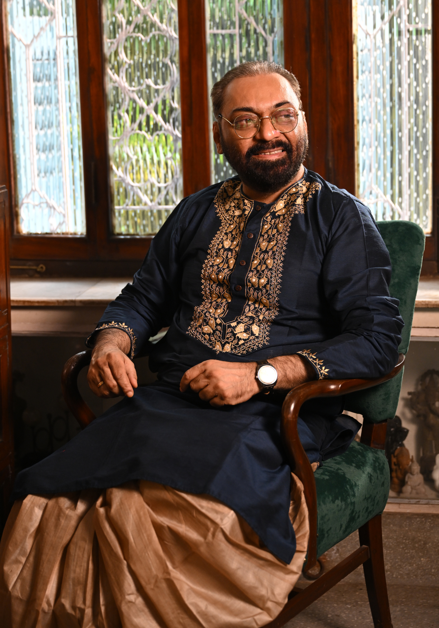 INK BLUE JAMAI BABU KURTA