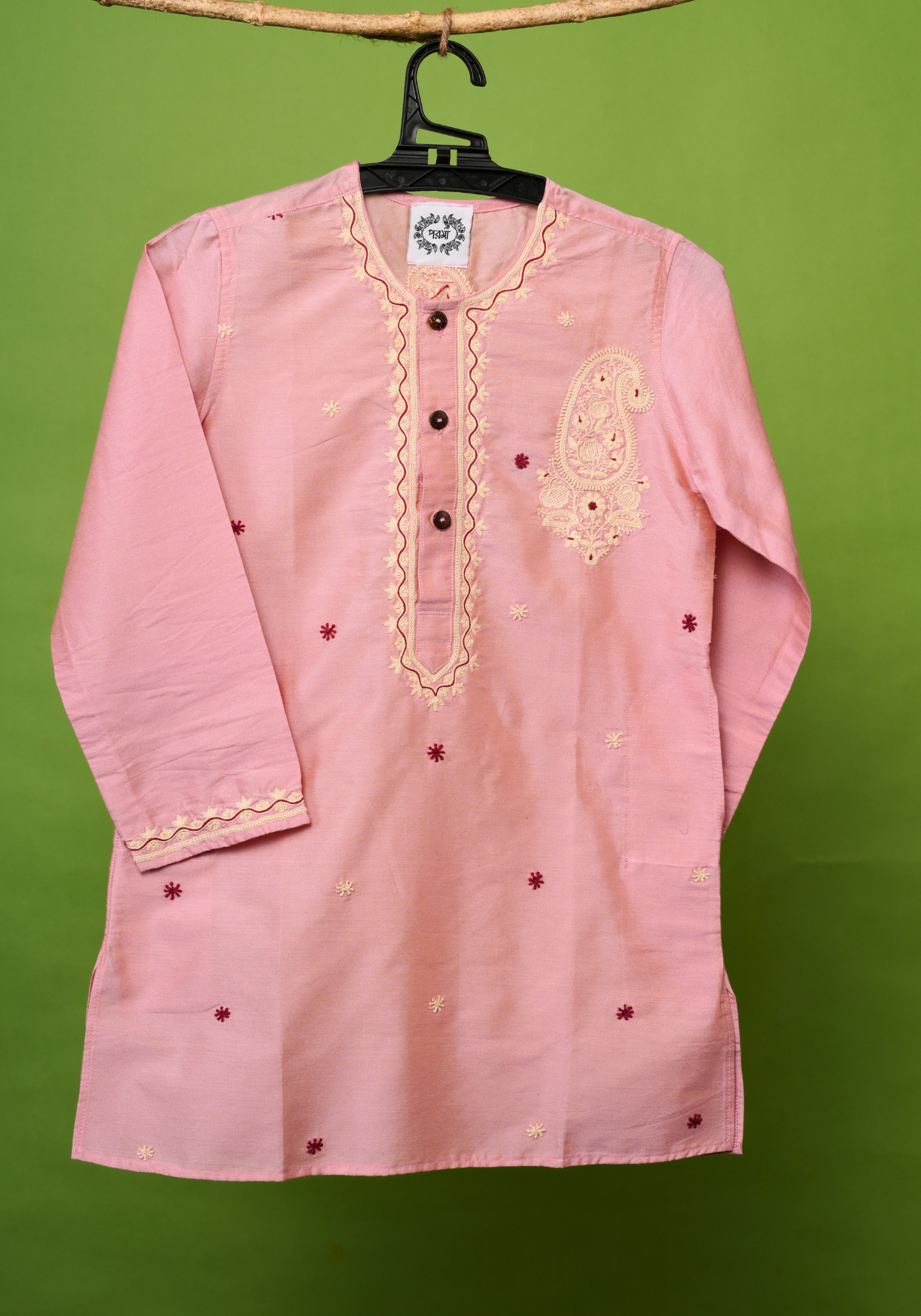 DUDHEY AALTA PAISLEY KURTA DHUTI SET