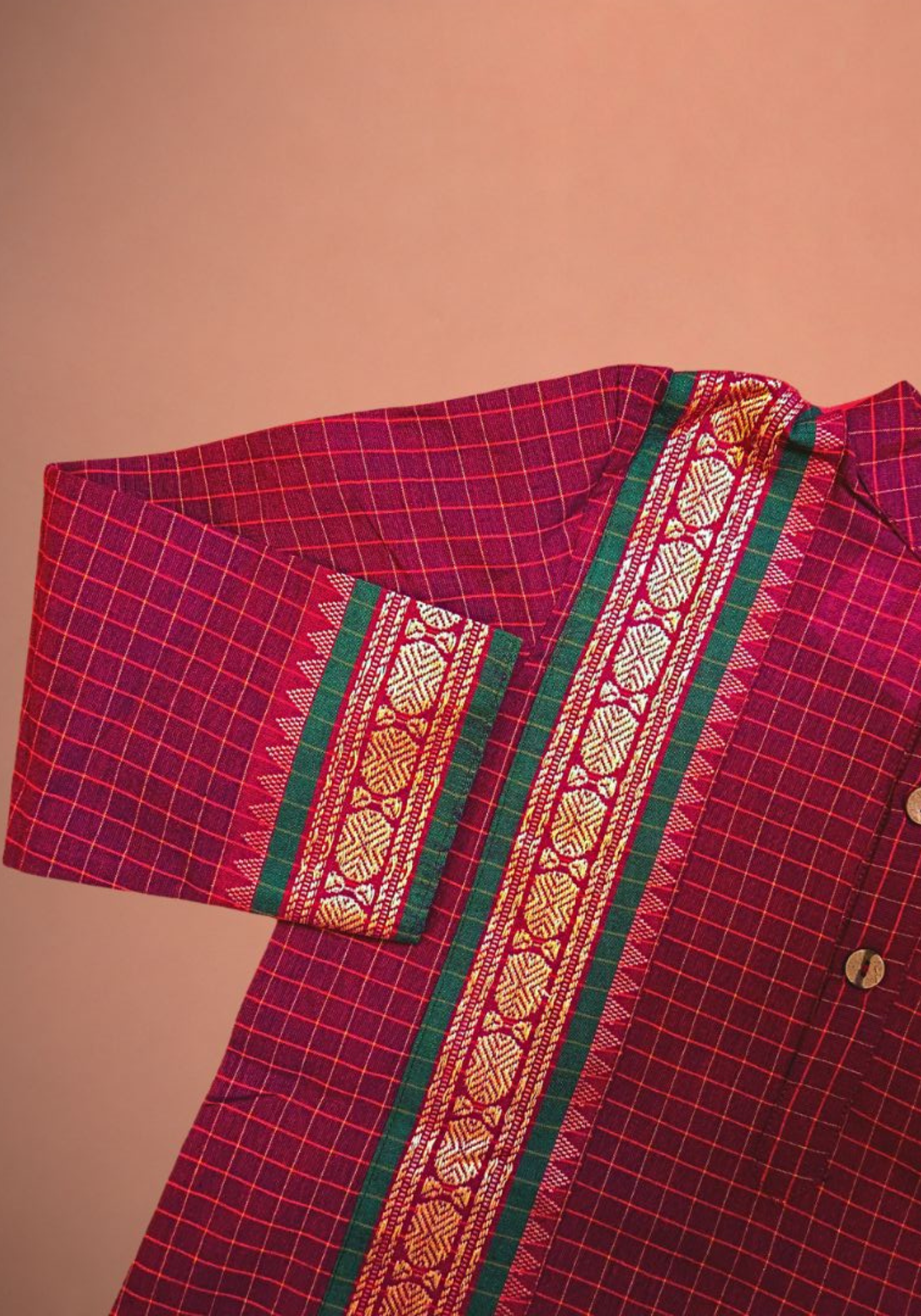 MAROON CHETTINAD COTTON KURTA