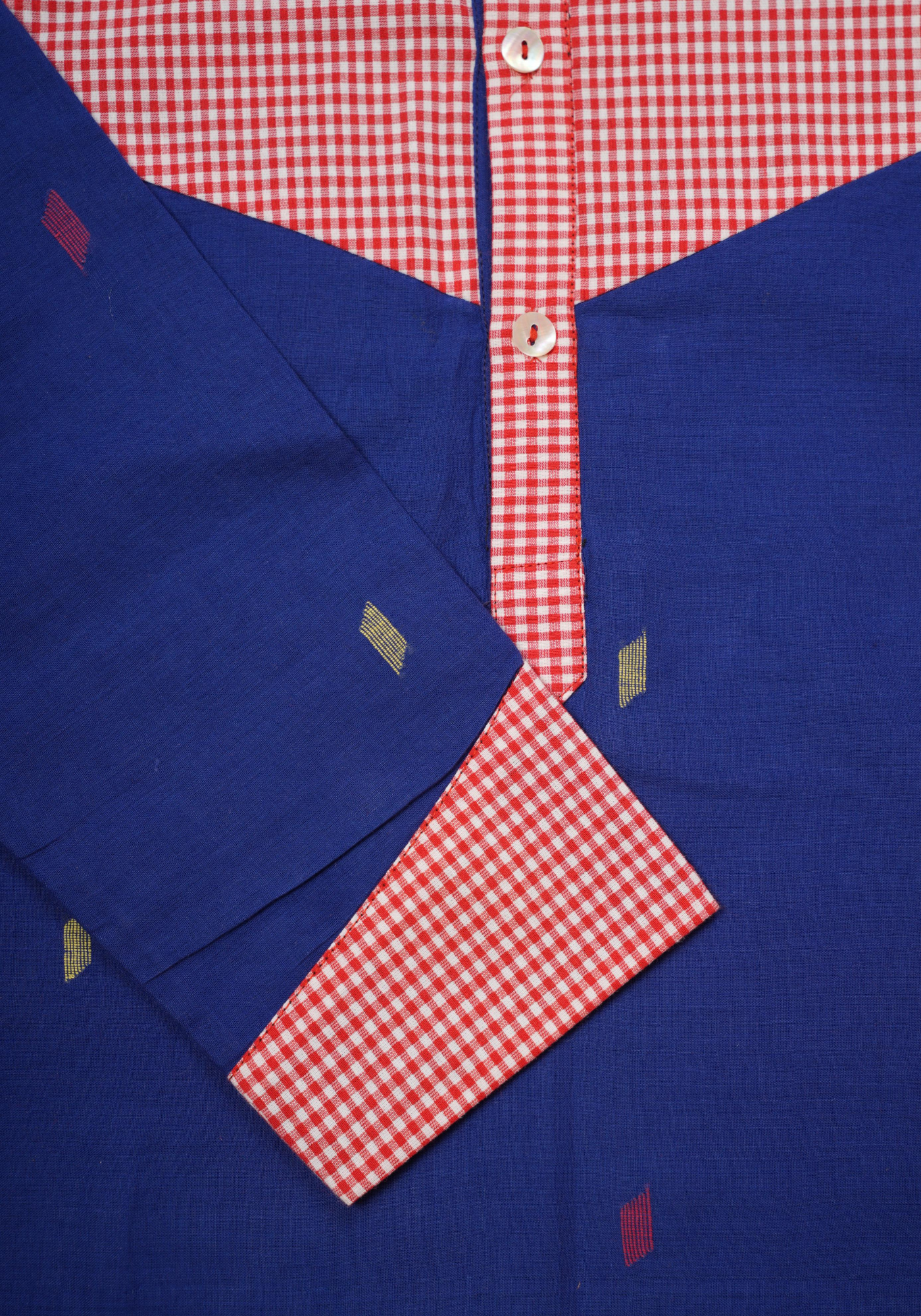 BLUE CHECK MATE JAMDANI KURTA