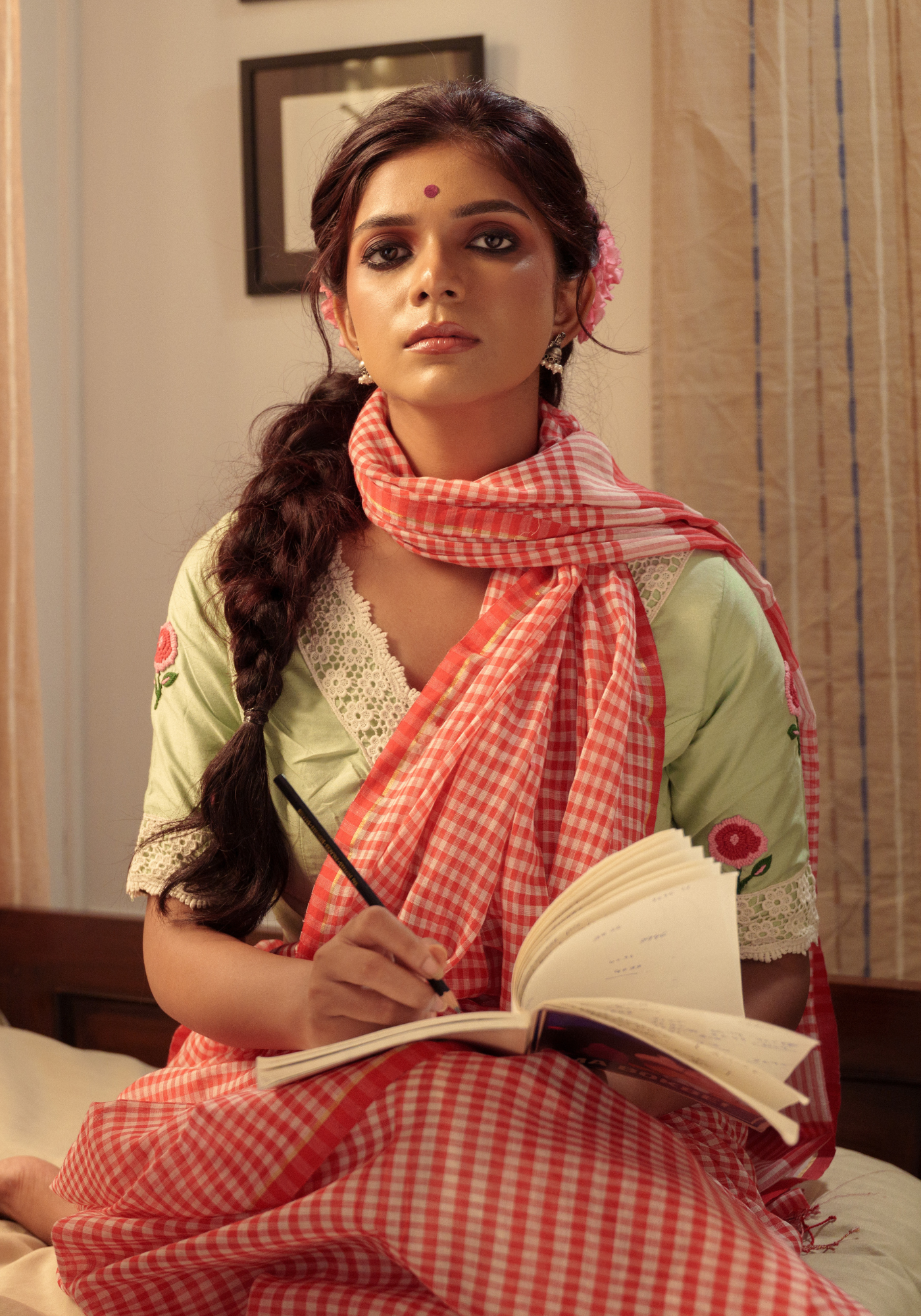 PUSHPANJALI CHECK SAREE