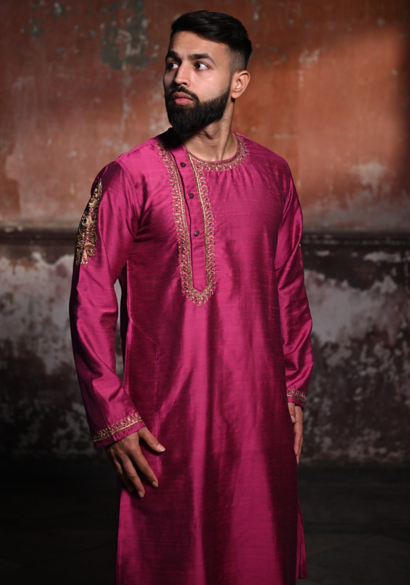BASHOR GOLAP MAGENTA KURTA