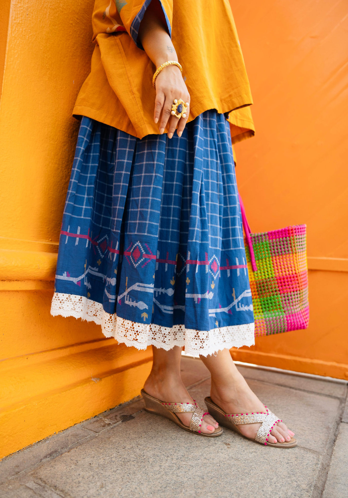 HOLIDAY MIDI JAMDANI SKIRT