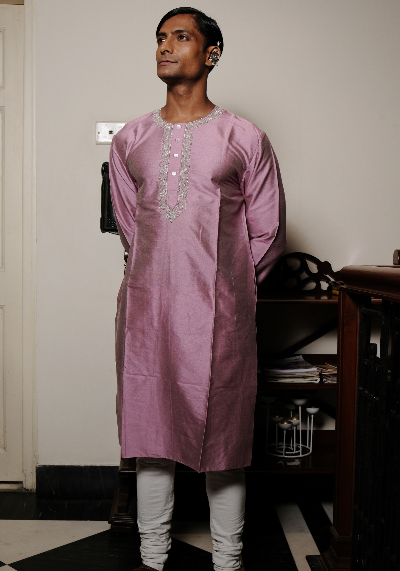 LAVENDER BLUSH SILVER ZARDOUSI KURTA