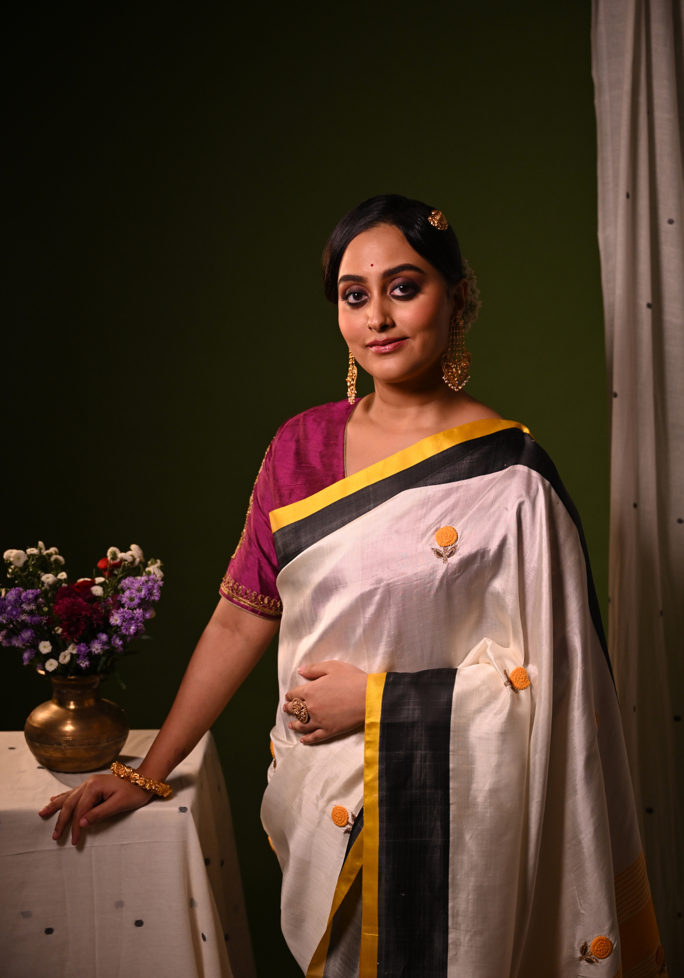 MARIGOLD EMBROIDERED GOROD SAREE