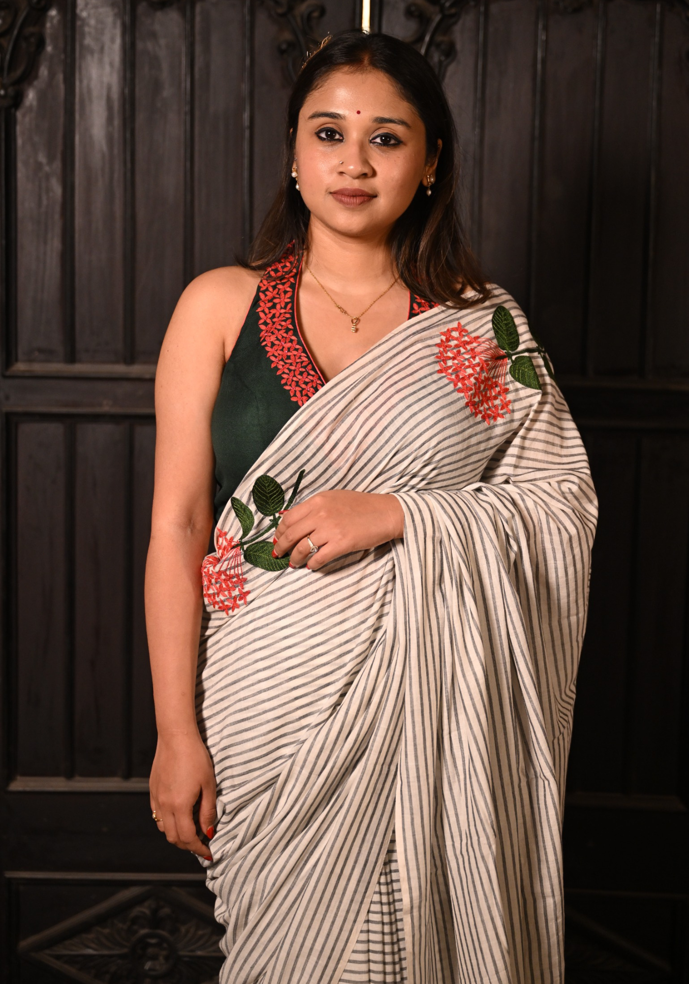 PINE GREEN RONGON HALTER BLOUSE