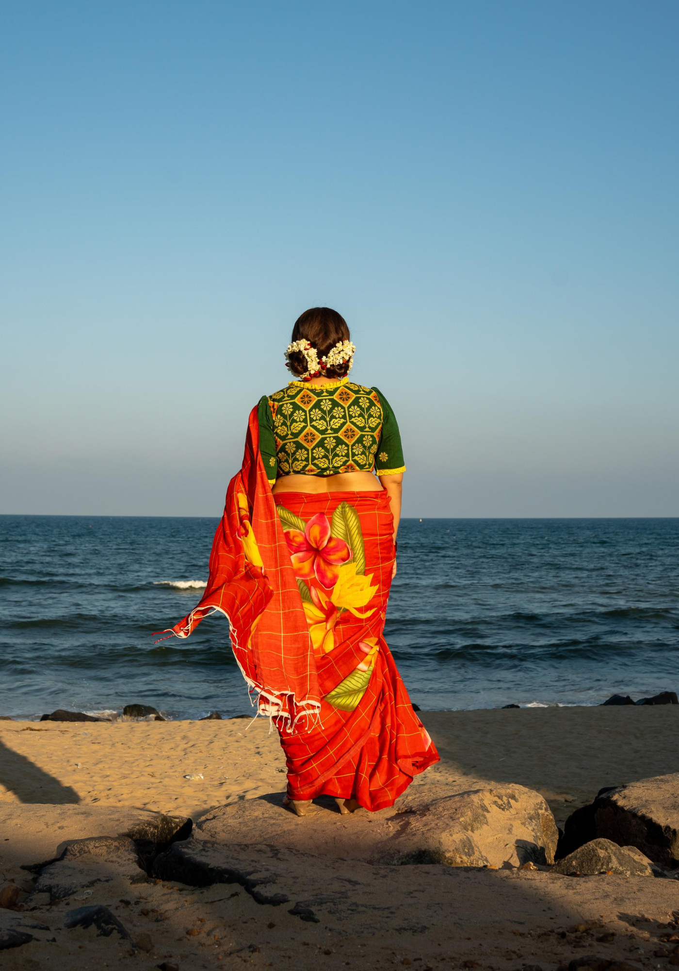 RED FRANGIPANI SAREE