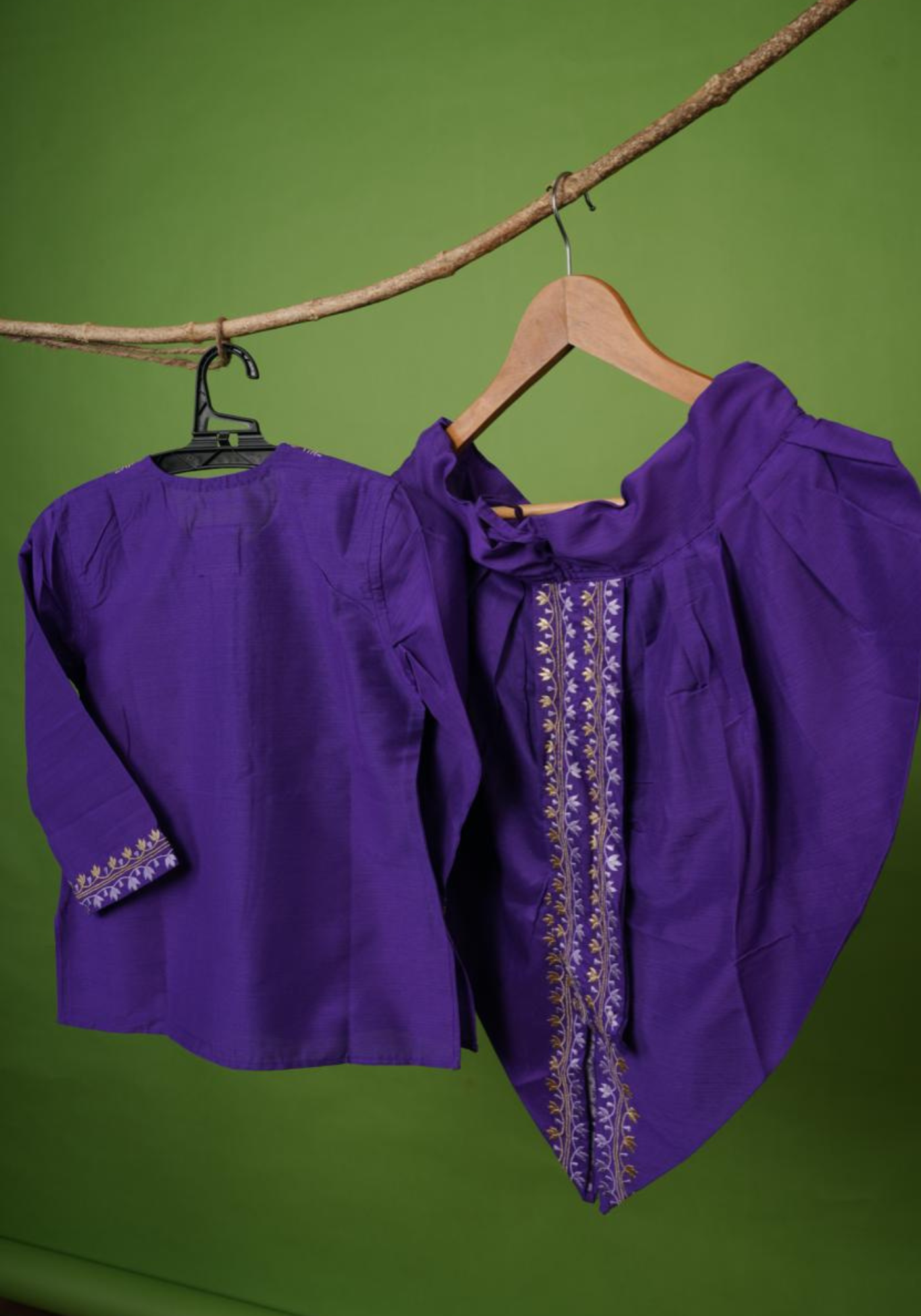 PURPLE NOTUN JAMDANI KAJ KURTA DHUTI SET