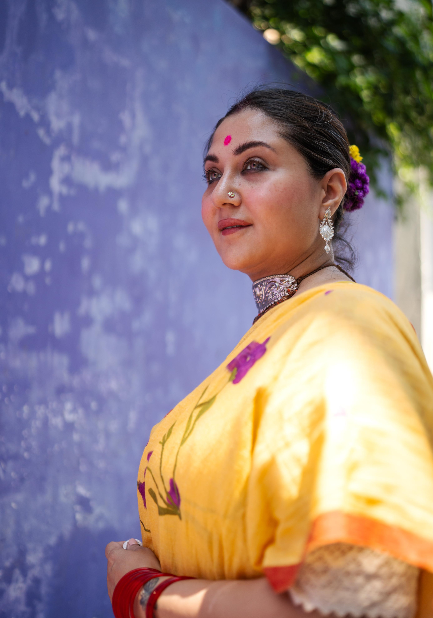 BUTTER AND LAVENDER FLOWER SAREE