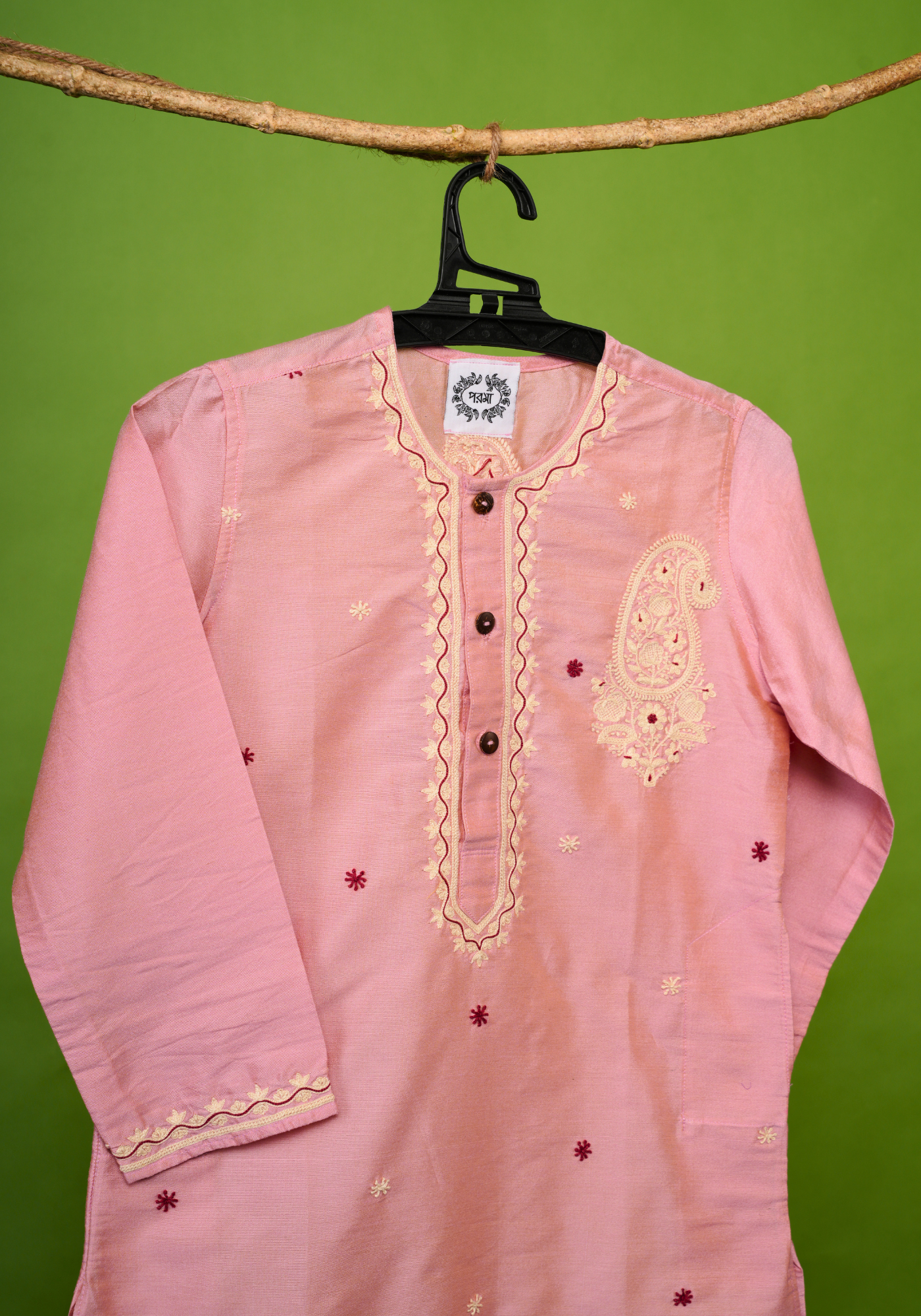 DUDHEY AALTA PAISLEY KURTA DHUTI SET