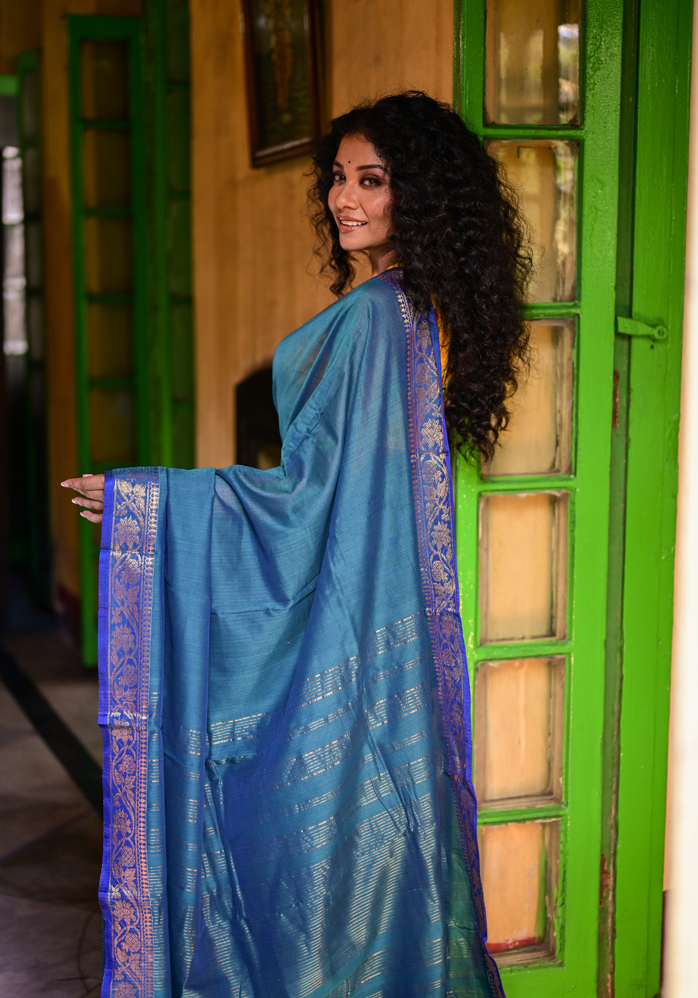 PEACOCK BLUE ANAROSH SAREE