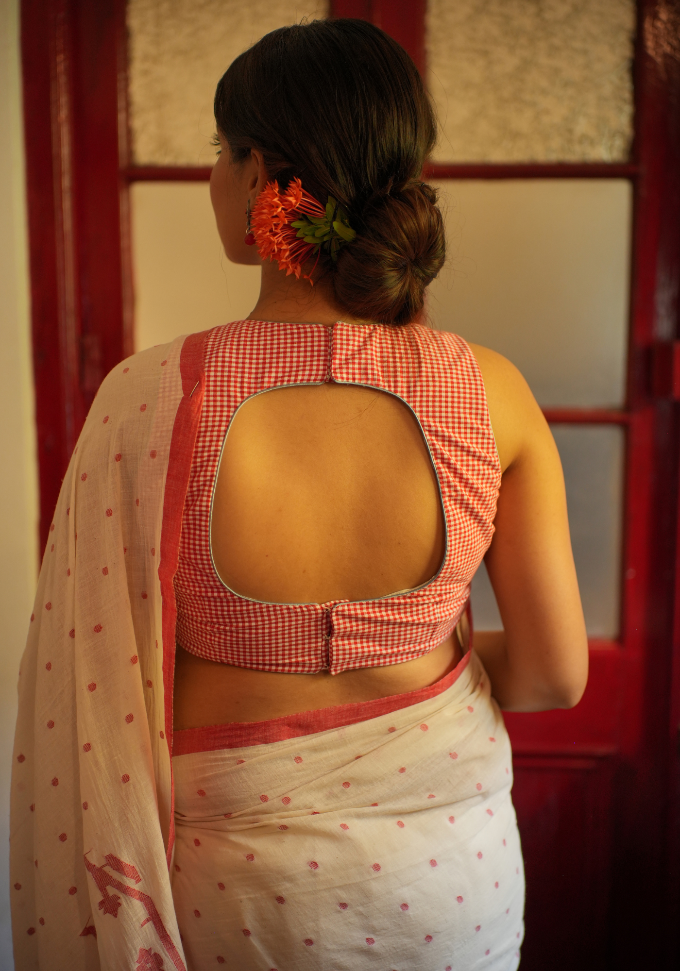 CHERRY BLOSSOM CHECKS BLOUSE