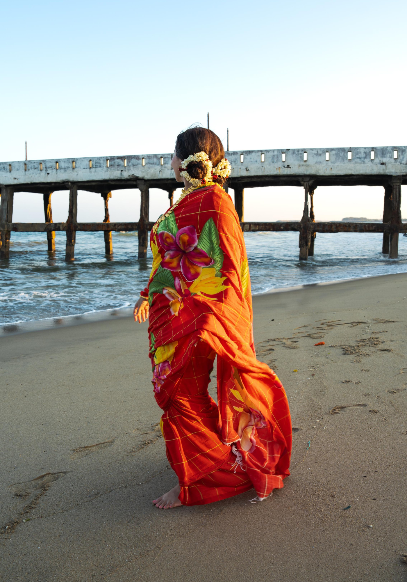 RED FRANGIPANI SAREE